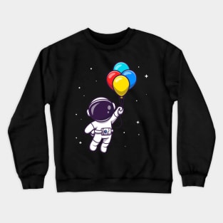 Astronaut Floating With Balloons Cartoon Crewneck Sweatshirt